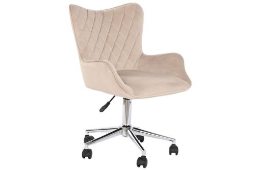 Silla de Oficina Tapizada en Poliéster Crema con Ruedas MB-208355