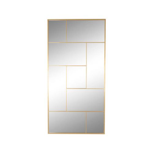 Espejo Geométrico de Pared de Cristal y Hierro Dorado de 90x180 cm ES-215380