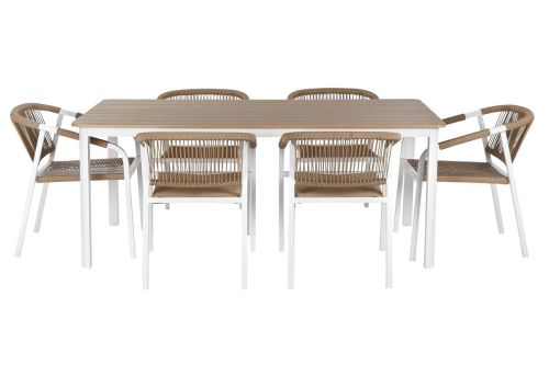 Comedor de Jardín de Resina Blanco-Natural MB-218295