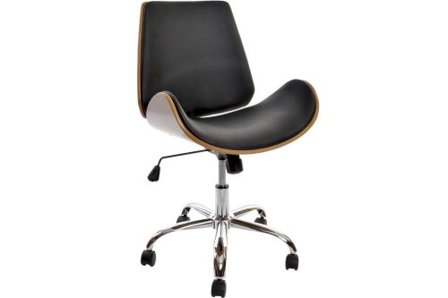 Silla de Oficina Ajustable Base Cromada de Nogal y Poliéster Negro-Marrón 98 cm MB-208345
