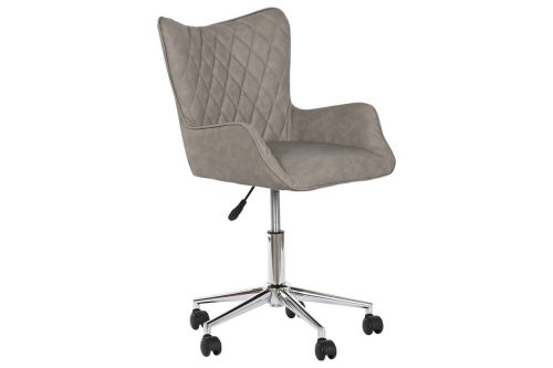 Silla oficina tapizada en poliéster con base metálica y ruedas gris claro MB-208356