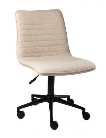 Silla oficina tapizada en poliéster con base metálica y ruedas crema MB-222431
