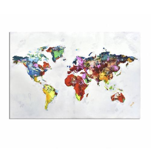 Cuadro de Lienzo Impreso Multicolor Mapa Mundi 81-429