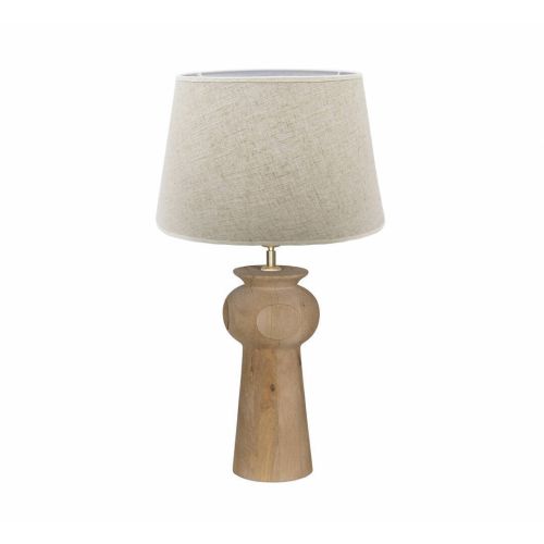 Lámpara de Mesa de Madera Natural con Pantalla Beige DOWTY 50-107