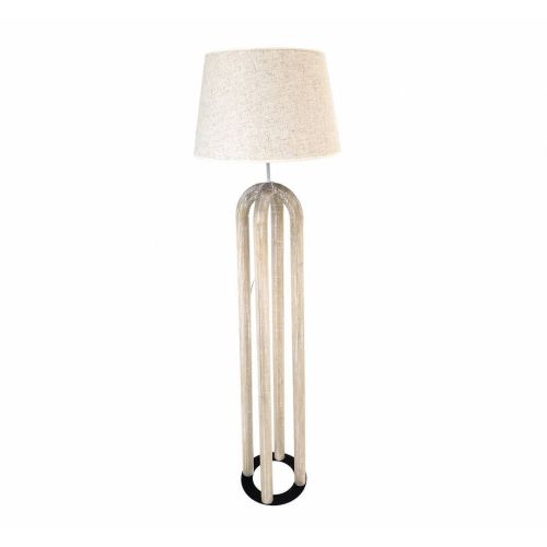 Lámpara de Pie de Madera Natural con Pantalla Beige UHURA 51-208