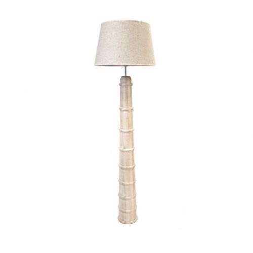 Lámpara de Pie de Madera Natural con Pantalla Beige TRAVIS 51-202