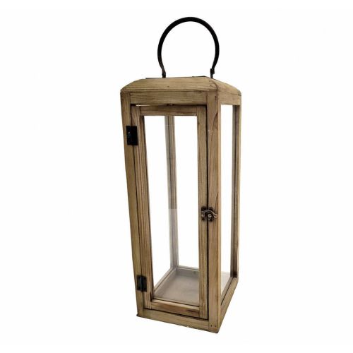 Farol de Madera y Vidrio en Tono Natural 11-151