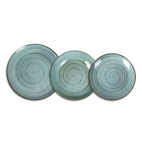 Vajilla 12 Piezas de Porcelana MIÑO MONACO TURQUESA BRILLO
