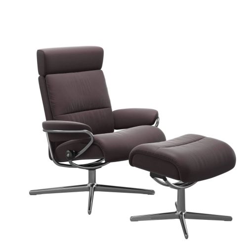 Sillón Stressless® y Puff con Base Star de Piel Paloma TOKYO