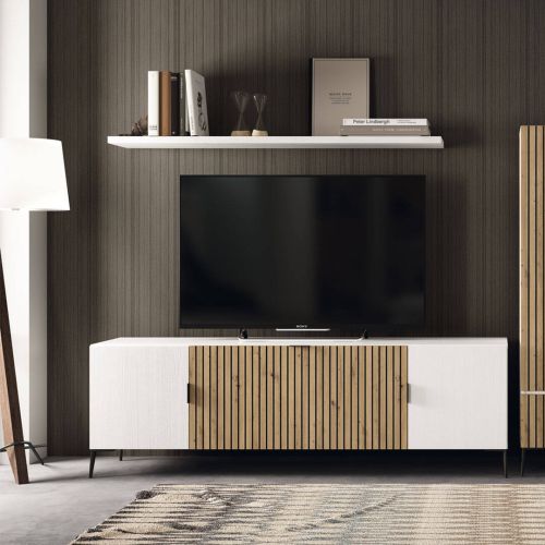 Mueble de TV con Estante en color Blanco Roto H4195