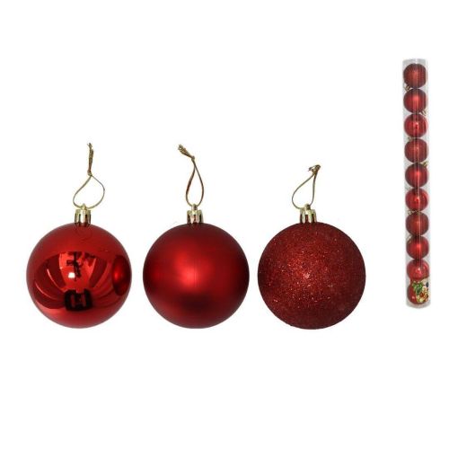 Set de 10 Bolas de Navidad en Color Rojo