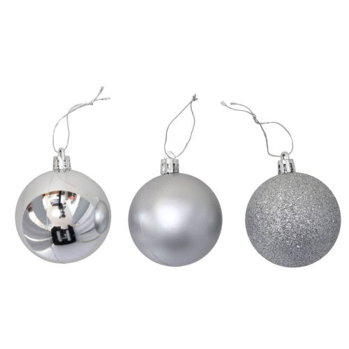 Bolas de Navidad en Color Plata con Diferentes Acabados