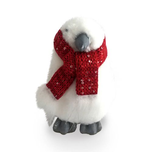 Pingüino Decorativo con Bufanda Roja de 16 cm