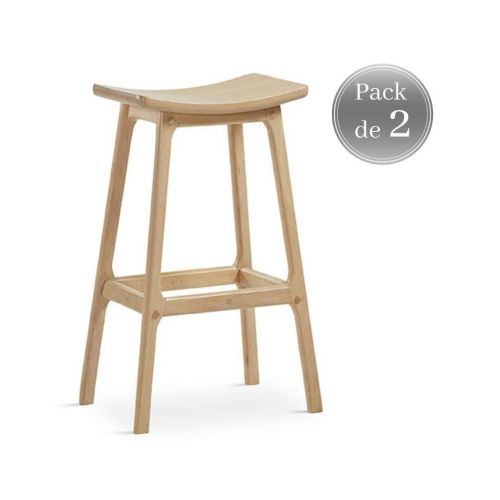 Juego de 2 Taburetes de Cocina de Madera Natural 73 cm DUGAR ST-912