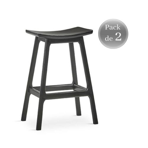 Juego de 2 Taburetes de Cocina de Madera Natural 66 cm DUGAR ST-911