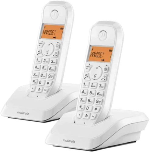 Pack de 2 Telefonos Inalambricos MOTOROLA S1202 DUO en color blanco