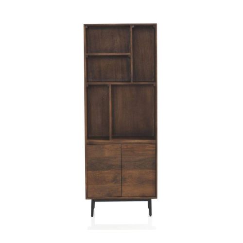 Librería de 2 Puertas en Madera de Mango Natural con Patas de Metal GABAR 10823
