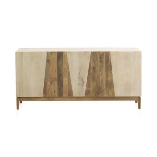 Aparador color blanco patinado con 3 puertas y patas de madera GABAR 11037