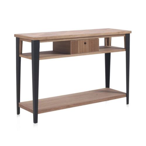 Consola de madera color natural con patas color negro GABAR 10406