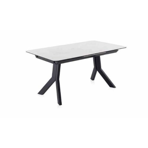 Mesa Extensible de Cerámica Blanca con Patas de Metal Mod 8224