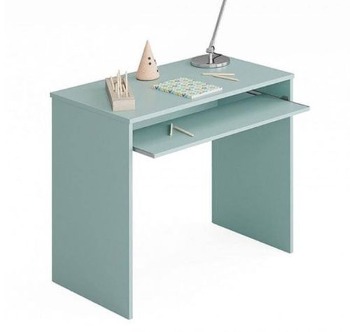 Mesa de ordenador de melamina verde acqua con bandeja extraíble 002314J