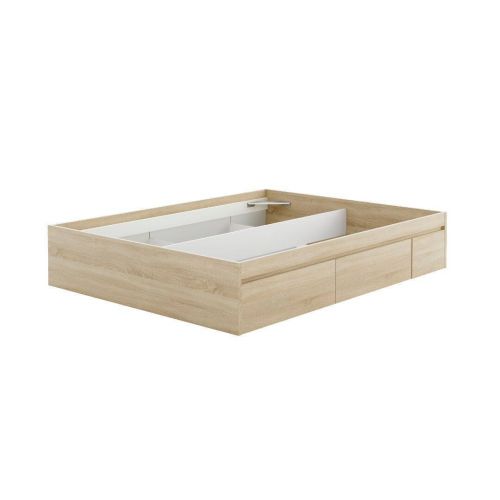 Cama con 4 cajones color roble canadian 006088F