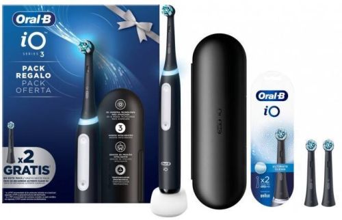 CEPILLO BRAUN ORAL B IO 3 NEGRO CON FUNDA DE VIAJE + 2CT REFILL IO ULTIMATE CLEAN REGALO IO3NEGROPACK