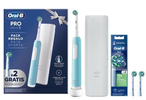 CEPILLO BRAUN ORAL B PRO 1 TURQUESA + FUNDA DE VIAJE + 2CT REFILL CROSS ACTION REGALO PRO1TURQUESAPACK