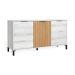 Aparador 3 Puertas de Melamina y Metal Acabado Albo y Rayado Natural TOKIO TR3485