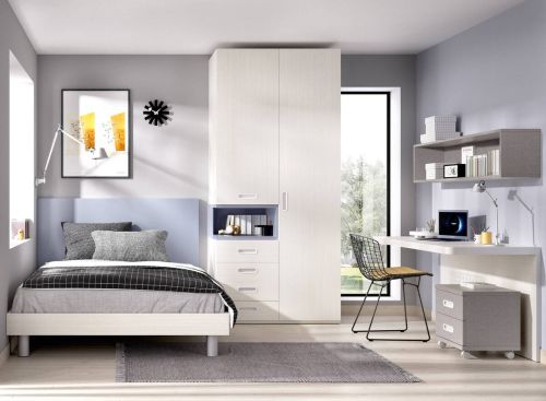 Dormitorio Juvenil con Cama Bañera y Armario MUNDO JOVEN C504