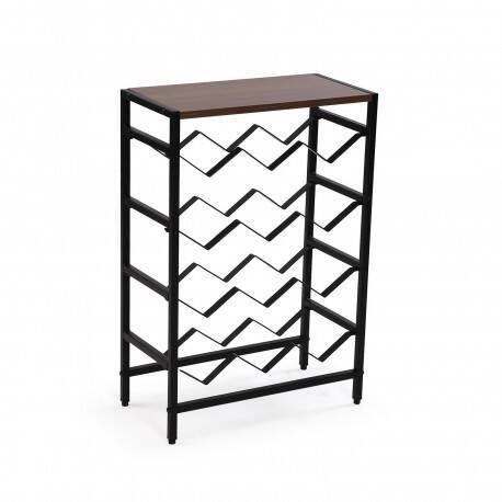 Mueble Botellero 12 Botellas de Madera MDF-Metal Negro 21300085