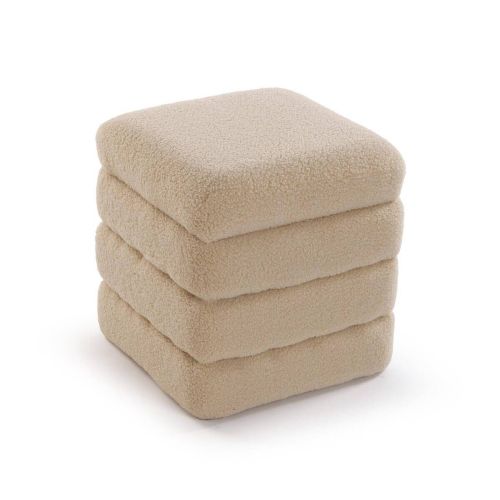 Puf Cuadrado Baúl Algodón-MDF Crema TEDDY 22670005