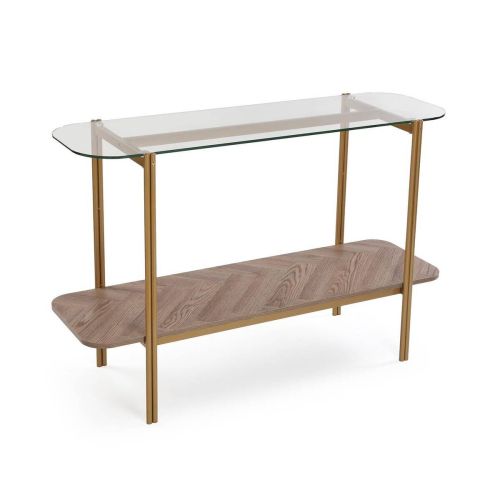 Mesa de Entrada Moderna con Cristal y Metal NIXO 120 cm