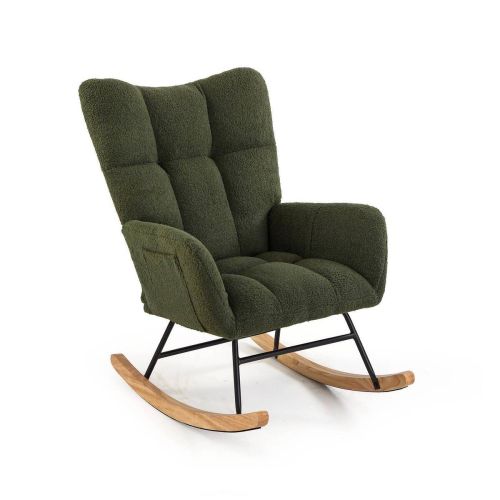 Mecedora Tapizada con Reposabrazos de Madera y Metal 22970006