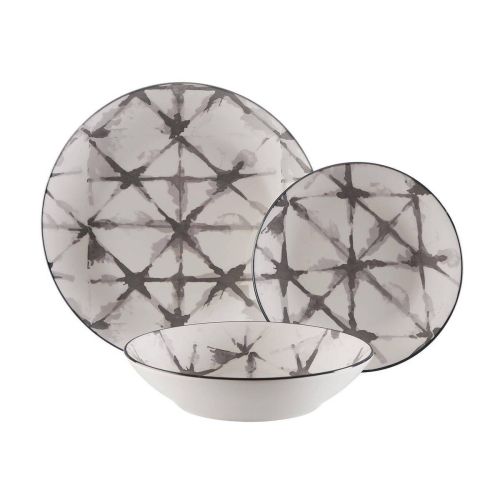 Vajilla de 18 Piezas de Porcelana Gris para 6 Personas POMPEIA 21650076