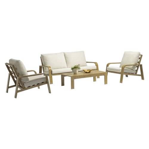 Conjunto de Jardín Natural de Aluminio con Mesa de Tablero de Lamas de Aluminio LERIDA