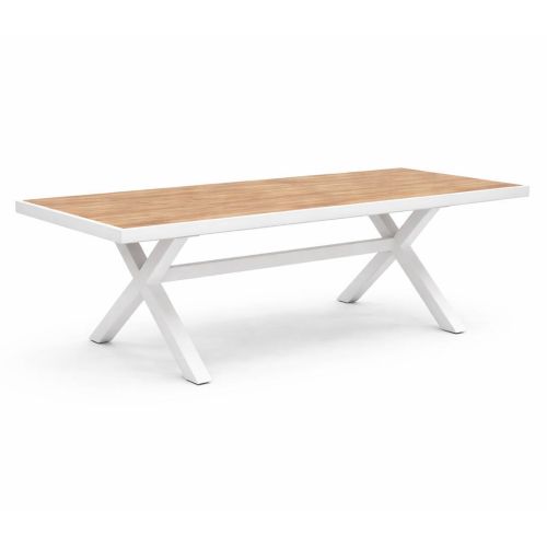 Mesa de Jardín Blanca Cerámica Imitación Madera GALICIA