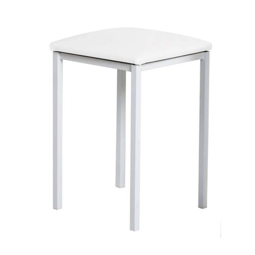 Taburete de Cocina de Metal Blanco con Asiento Tapizado 780/BL