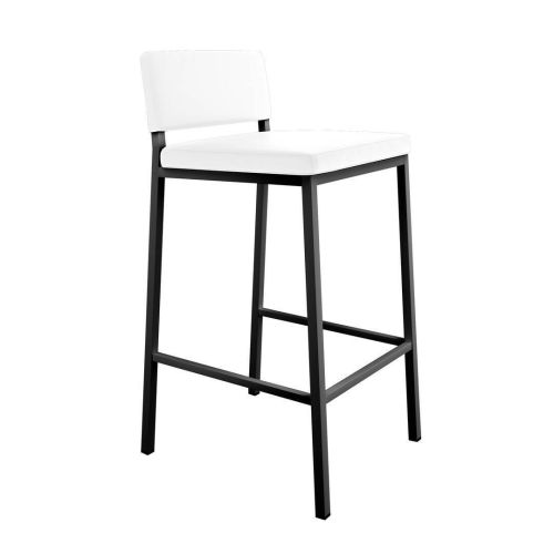 Taburete Alto en Negro con Respaldo y Asiento Tapizado NINO