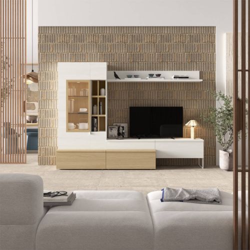 Composición de Salón de 270 cm NEO 4 en Acabado Polar-Nuez 346