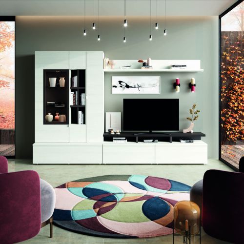 Composición de Salón 300 cm Acabado en Polar y Ébano NEO.4 316