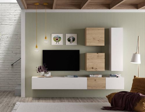 Composición de Salón 250 cm Acabado en Blanco y Artisan BLOCK.2 401