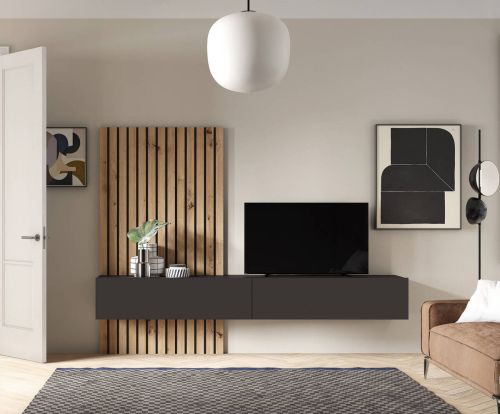 Composición de Salón 250 cm Acabado en Ébano y Artisan BLOCK.2 414