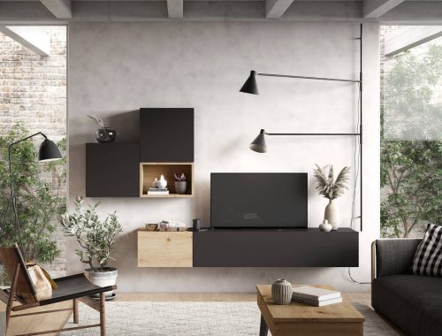 Composición de Salón 250 cm Acabado en Ébano y Artisan BLOCK.2 433