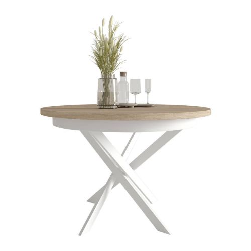 Mesa de Comedor Redonda Extensible Melamina Blanca M825