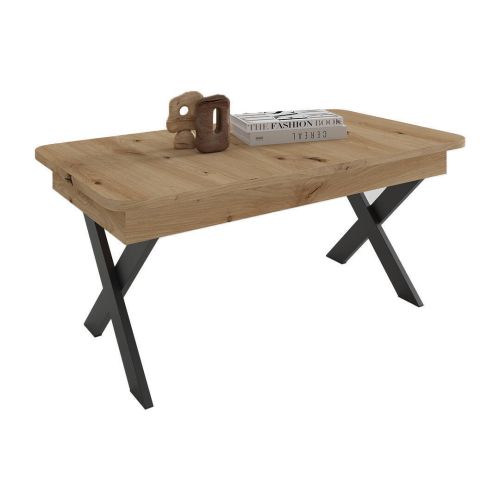 Mesa de Centro Elevable Rectangular 110x60 con Patas Metálicas M835