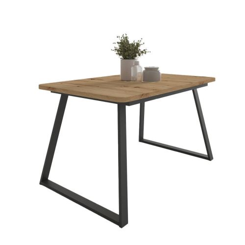 Mesa de Comedor Extensible Rectangular de Melamina con Patas Metálicas Trapecio M822