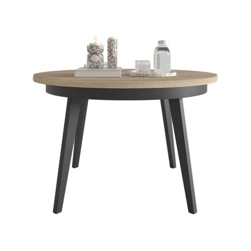 Mesa de Comedor Redonda Extensible 110-150 con Patas Metálicas Inclinadas M815