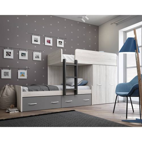 Dormitorio Juvenil LIDER GO 260 Acabado en Hibernian/Zinc/Grafito