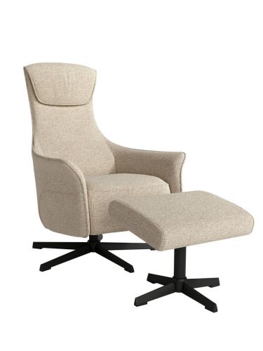 Butaca Giratoria Relax Manual Tapizada con Ottoman a juego KIARA